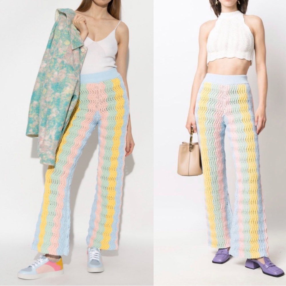Casablanca Rainbow Gradient Crochet Flare Trousers